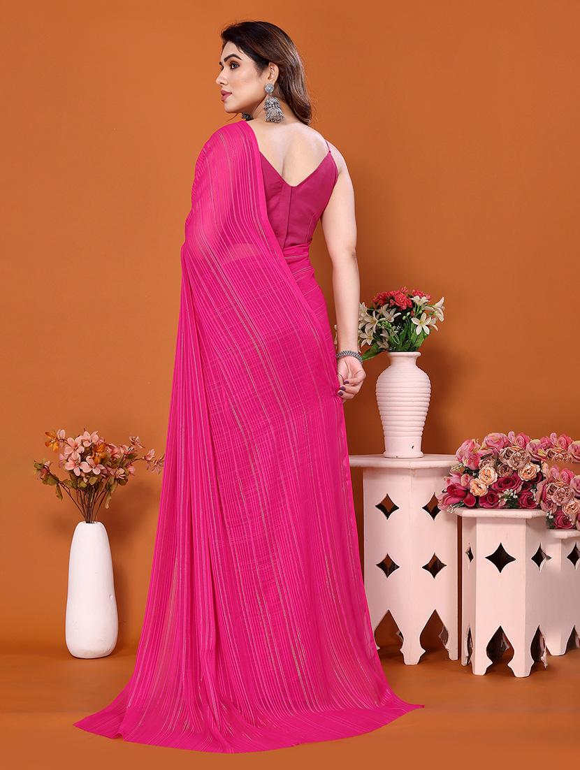 women striped casual wear saree with blouse - 21446530 - Standard Image - 2