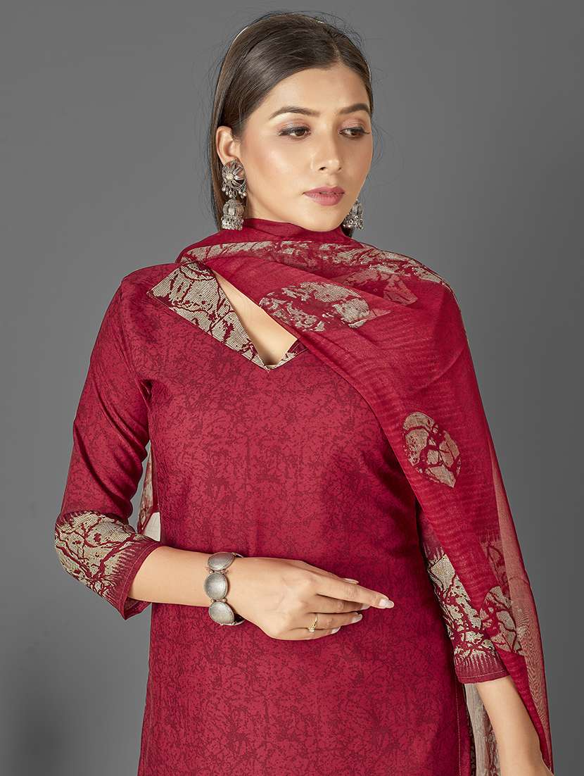 women maroon unstitched suit - 21447730 -  Standard Image - 2
