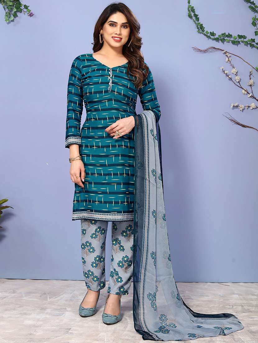 women blue unstitched suit