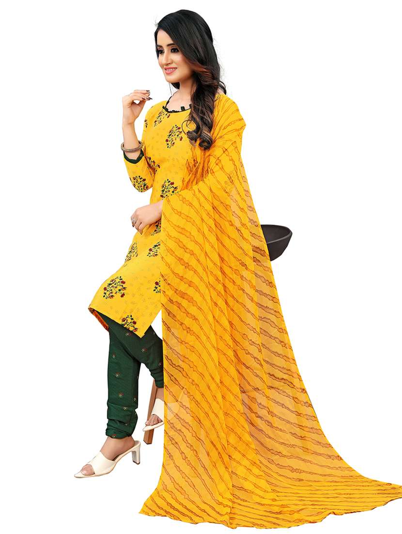 women yellow unstitched suit - 21449600 -  Standard Image - 2
