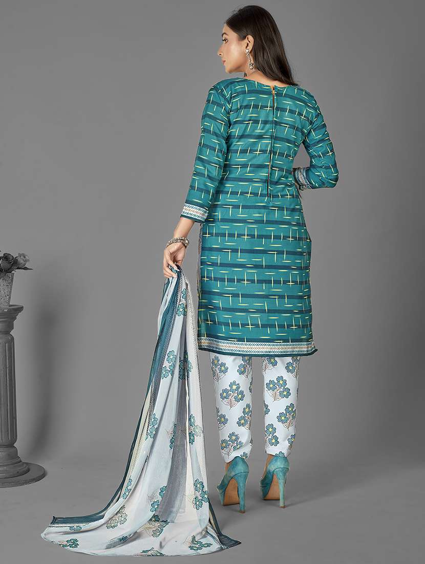 women teal green unstitched suit - 21449618 -  Standard Image - 2