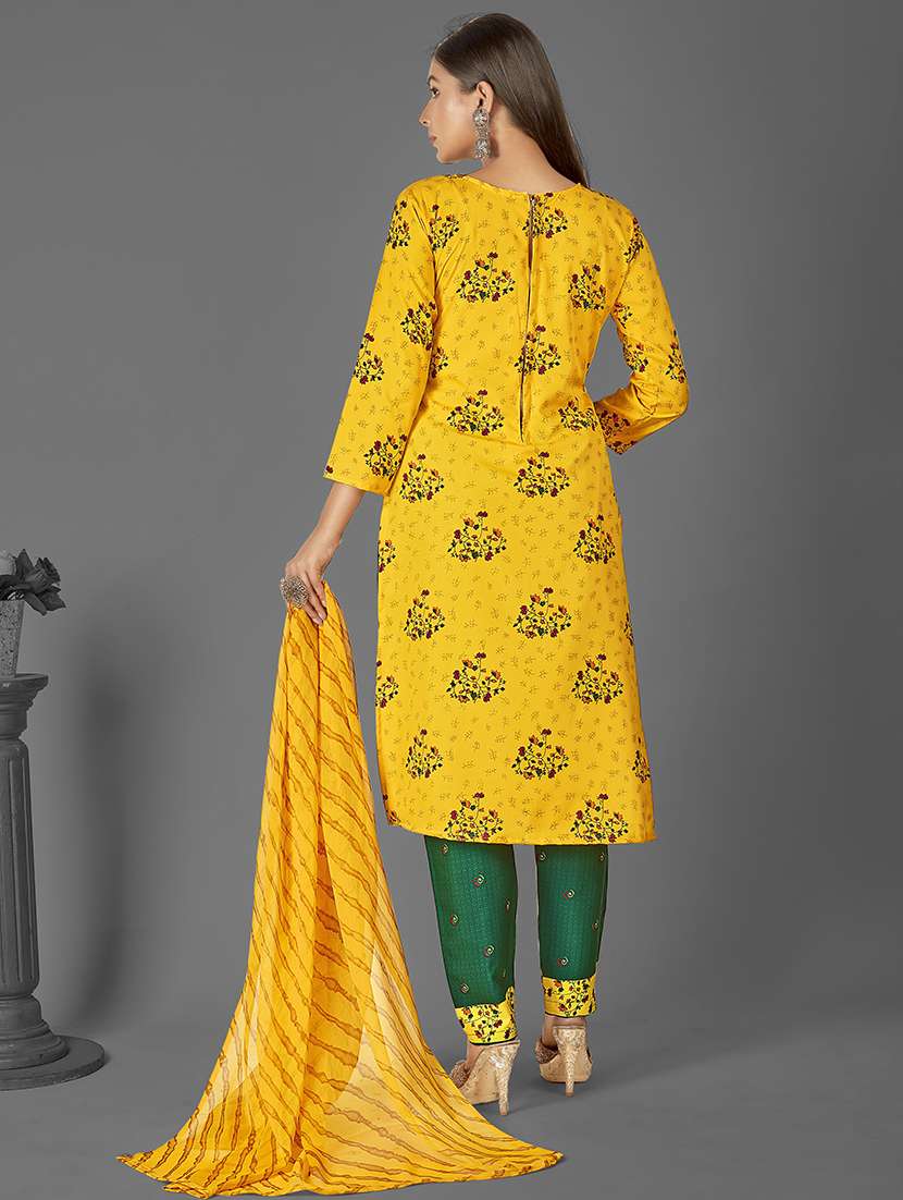women yellow unstitched suit - 21449619 -  Standard Image - 2