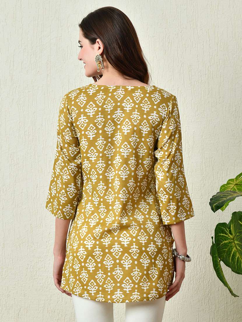 women mustard cotton straight kurti - 21450007 -  Standard Image - 2
