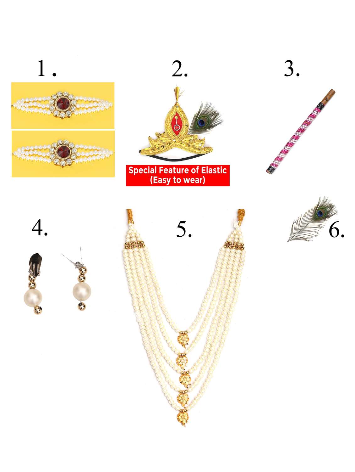 lord krishna accessories and jewelry set with peacock feather mukut