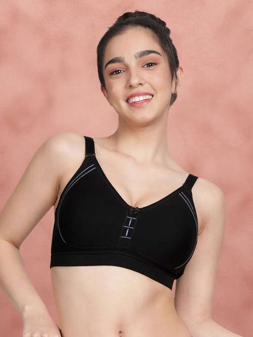 black cotton regular bra - 21450175 -  Standard Image - 0