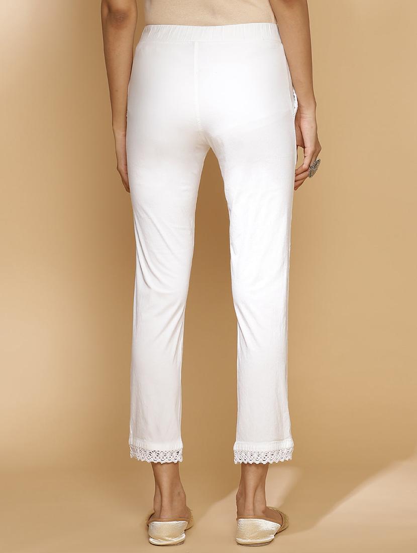 women white cotton cigarette pants - 21450349 - Standard Image - 2