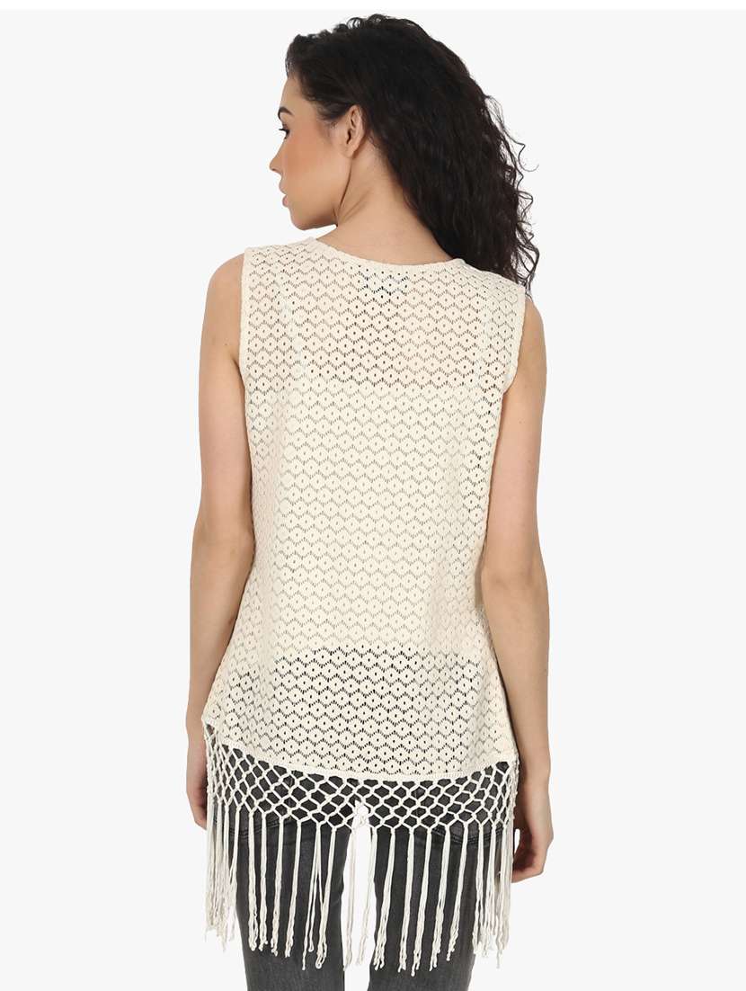 women off white cotton blend regular shrug - 21450387 - Standard Image - 2