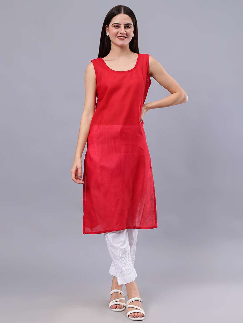 women three quarter sleeve chikankari work kurta  - 21450759 -  Standard Image - 2