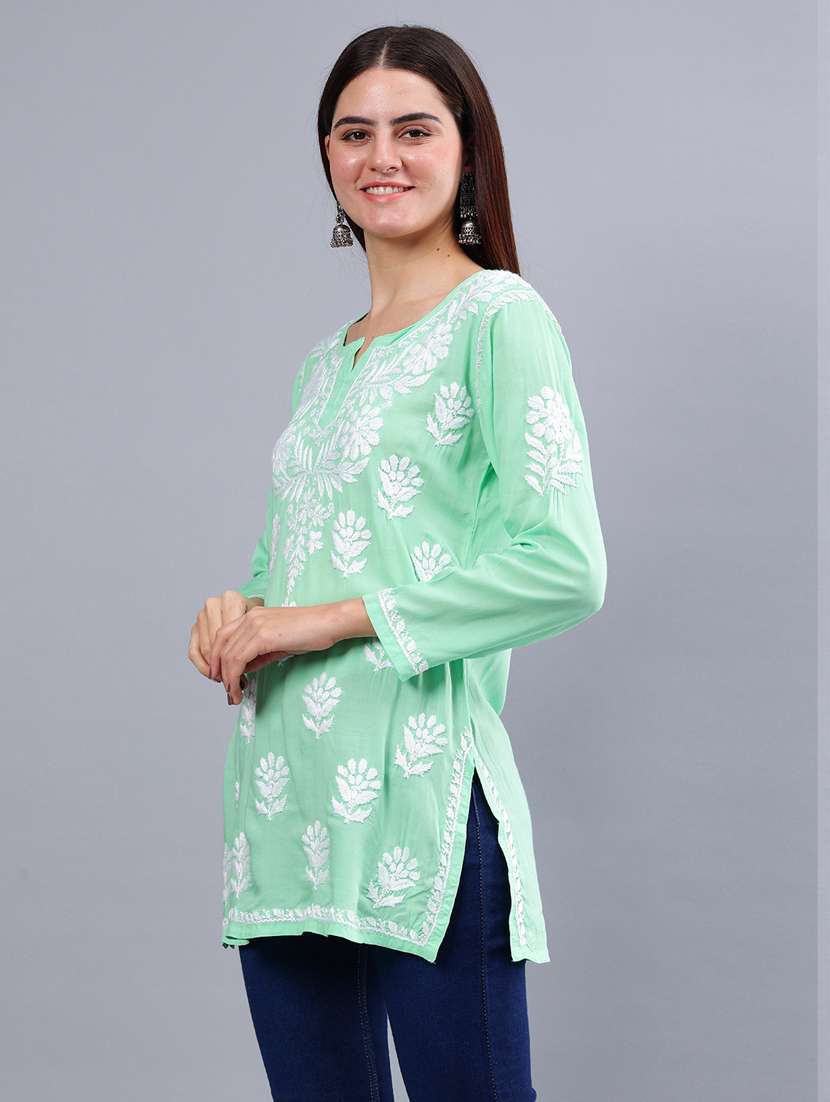 women chikankari straight kurti - 21450818 - Standard Image - 2