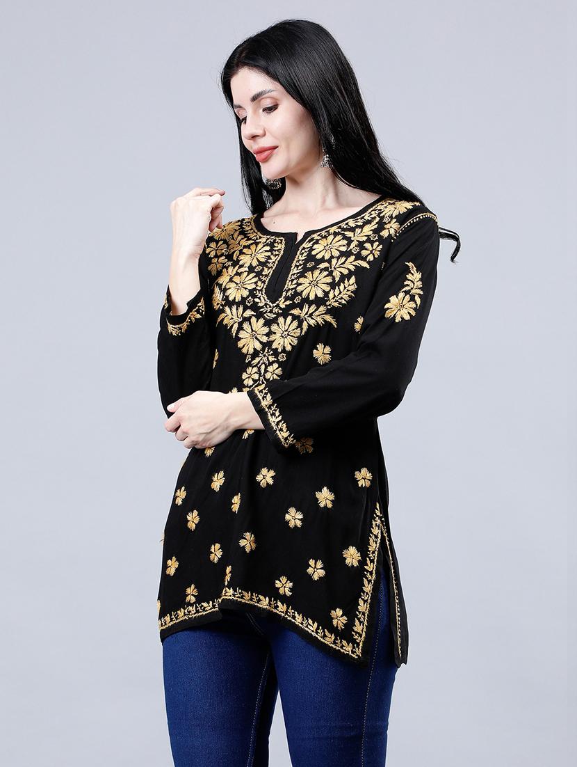 women chikankari straight kurti - 21450819 - Standard Image - 2