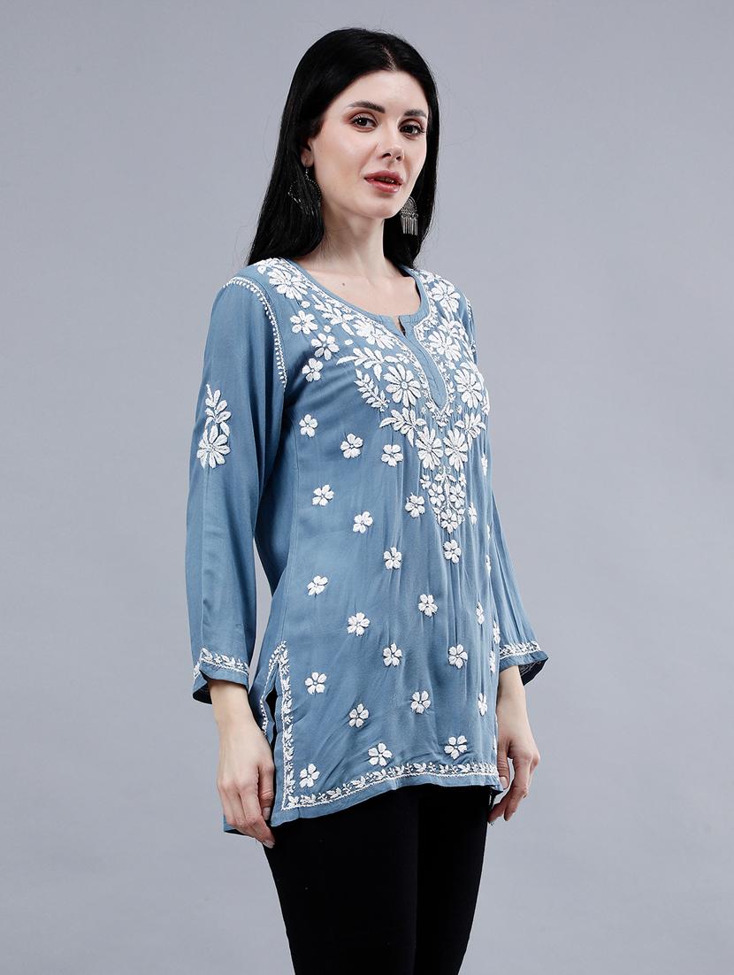 women chikankari straight kurti - 21450820 - Standard Image - 2