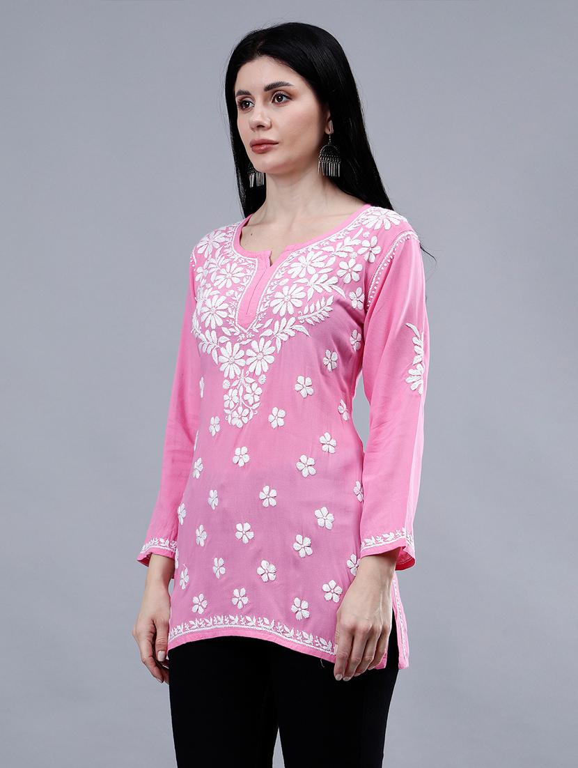 women chikankari straight kurti - 21450821 - Standard Image - 2