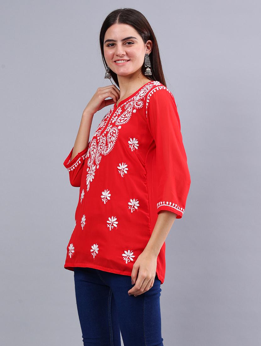 women chikankari straight kurti - 21450831 - Standard Image - 2