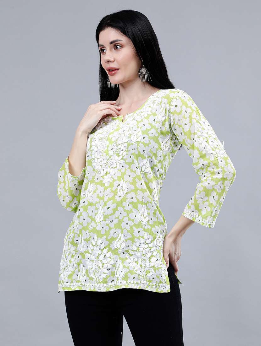 women chikankari straight kurti - 21450834 - Standard Image - 2
