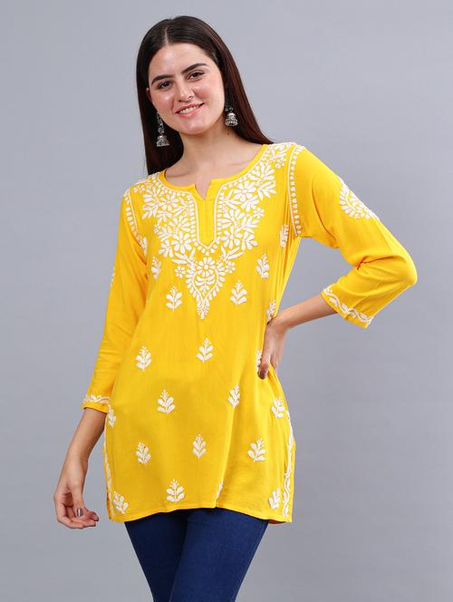 women chikankari straight kurti - 21450841 - Standard Image - 0