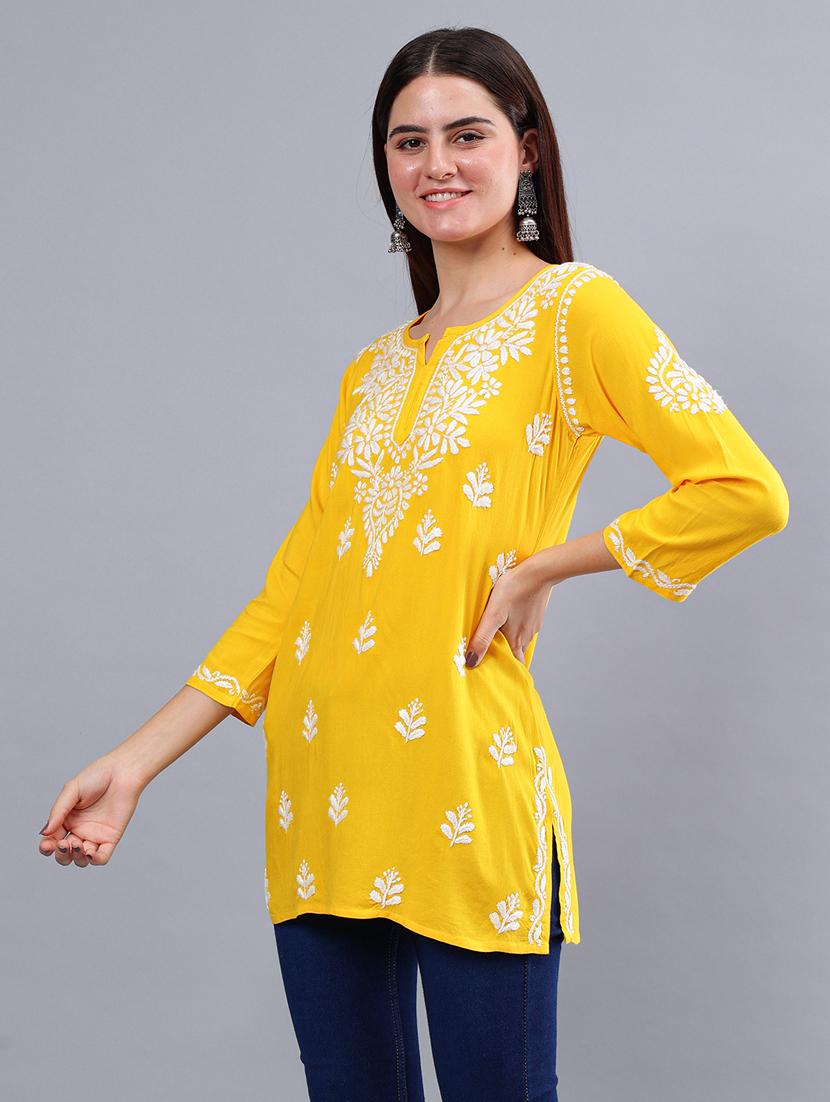 women chikankari straight kurti - 21450841 - Standard Image - 2