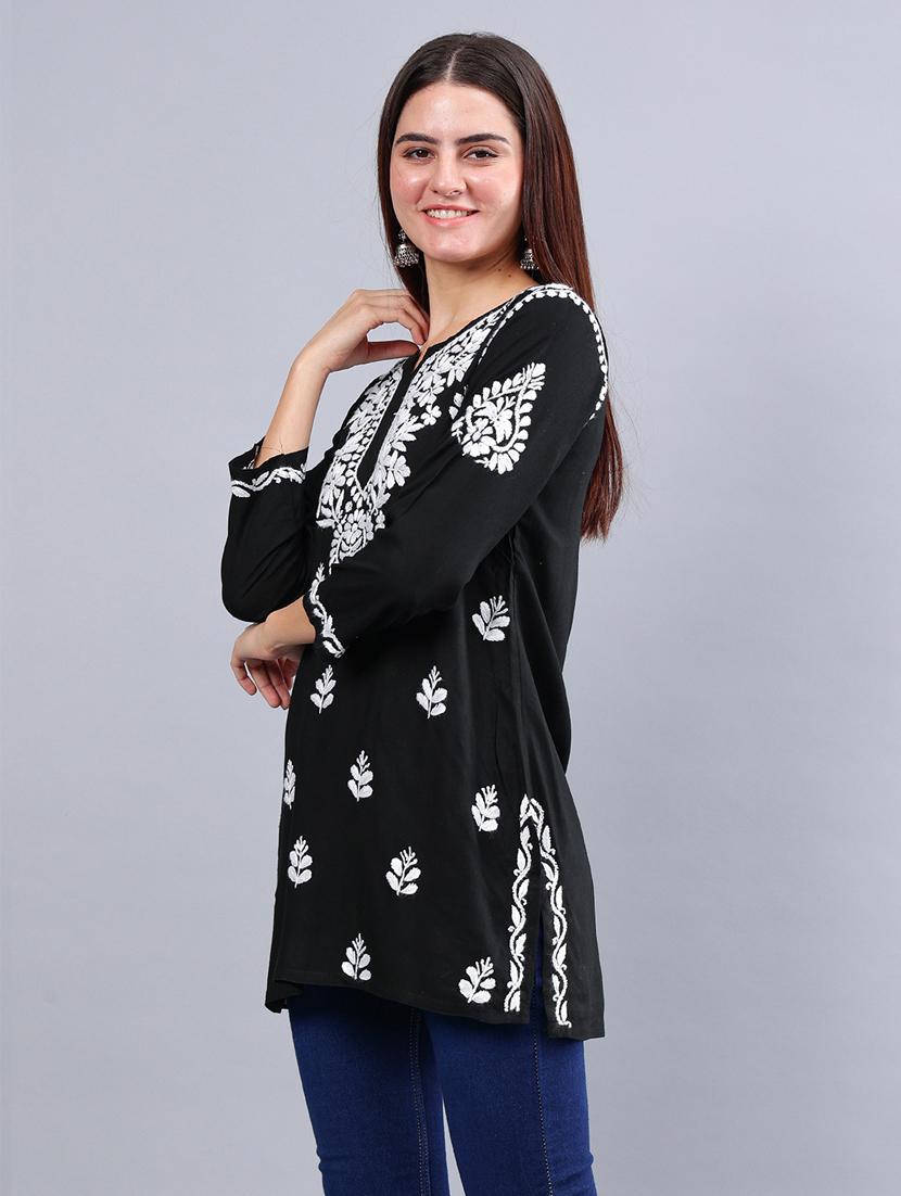 women chikankari straight kurti - 21450843 - Standard Image - 2