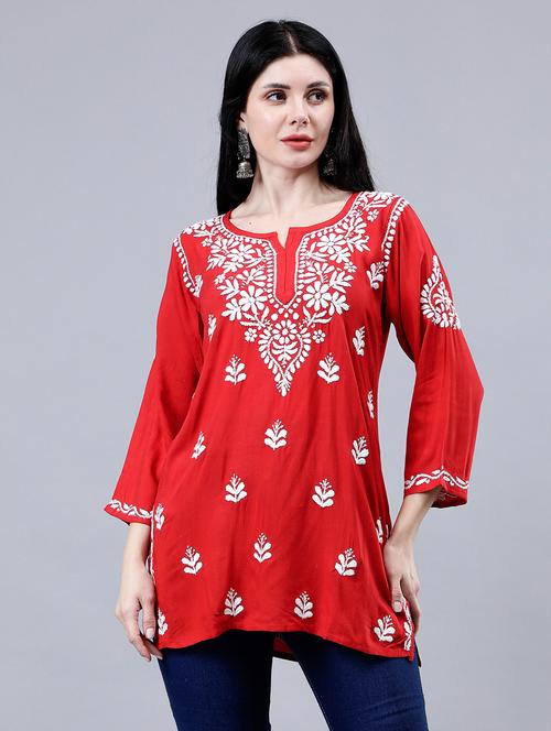 women chikankari straight kurti - 21450844 - Standard Image - 0