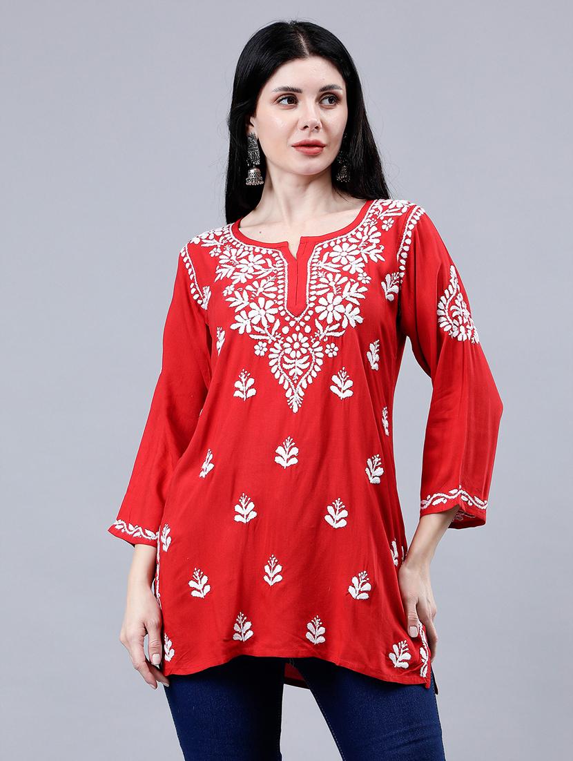 women chikankari straight kurti - 21450844 - Zoom Image - 0