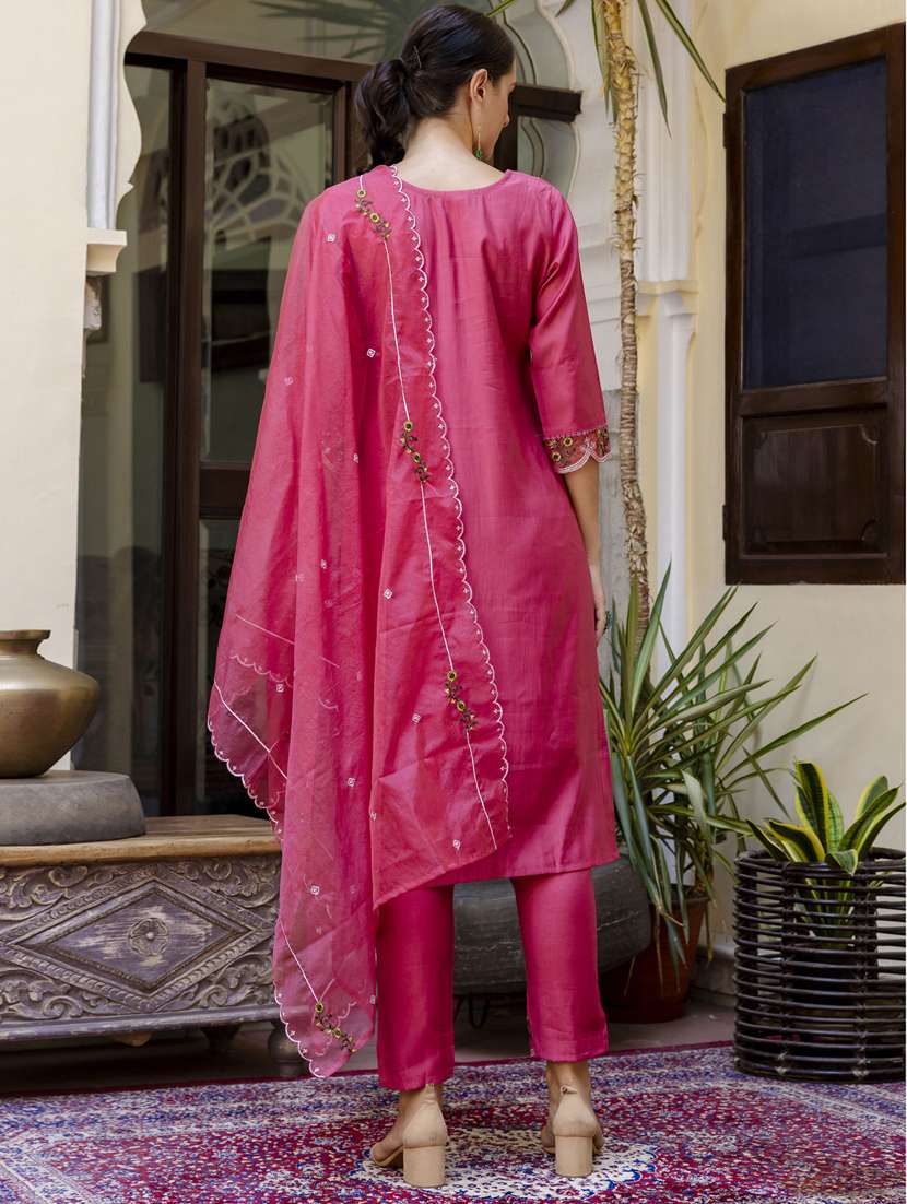 women pink kurta dupatta set - 21450856 - Standard Image - 2