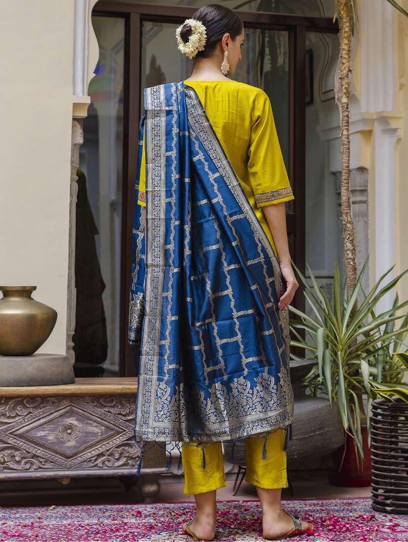 women yellow kurta dupatta set - 21450864 -  Standard Image - 2