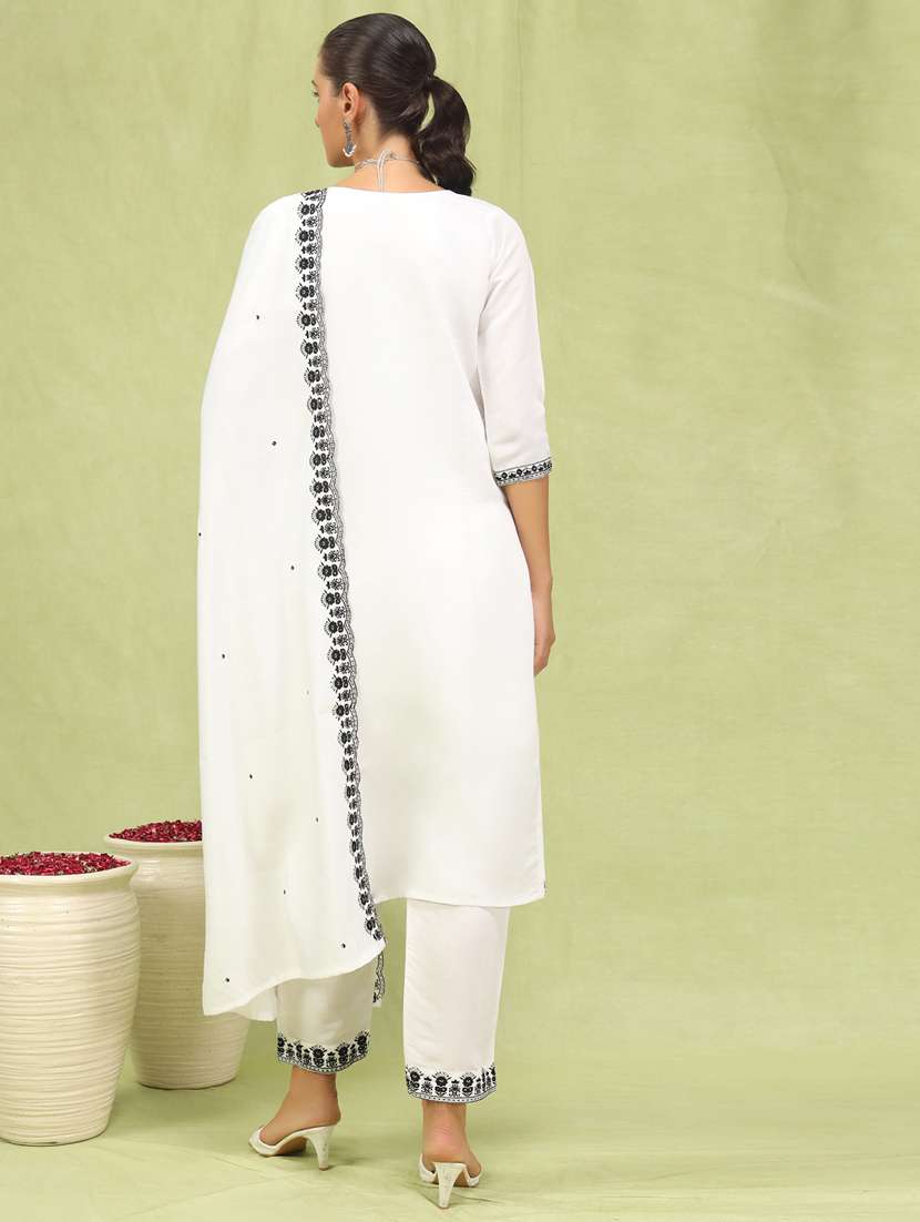 women white kurta dupatta set - 21450880 -  Standard Image - 2