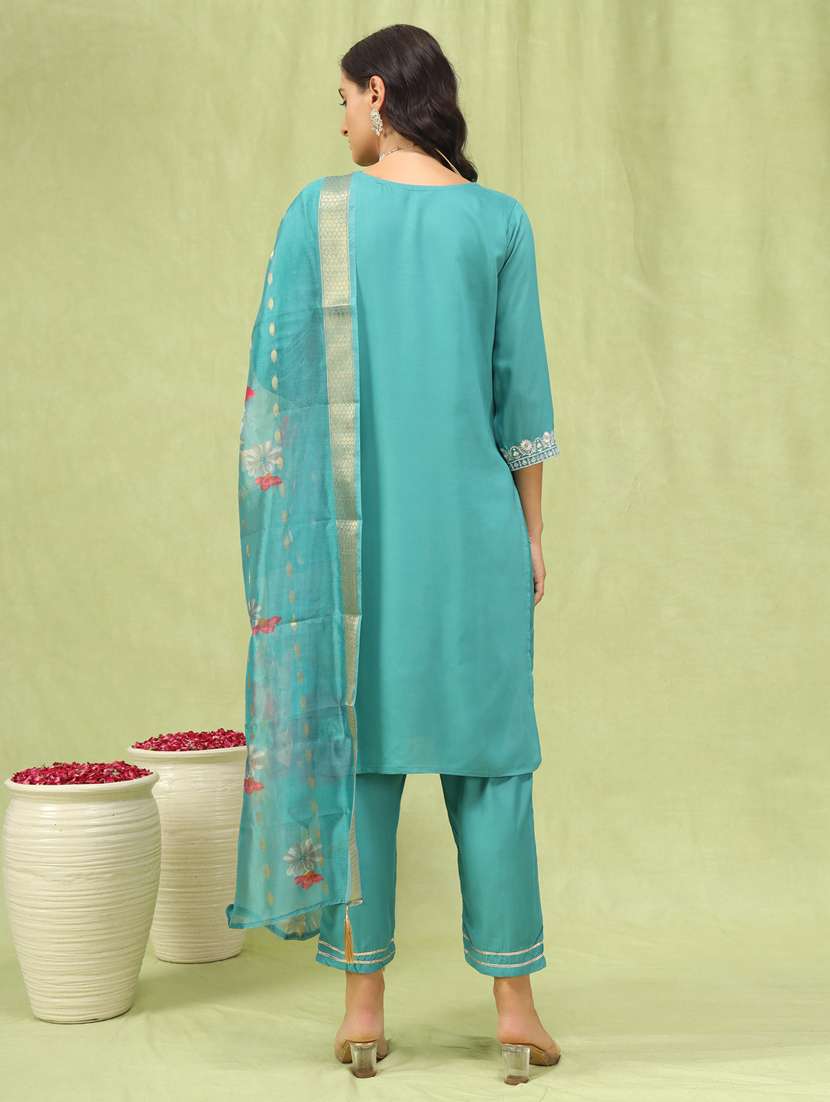 women blue kurta dupatta set - 21450882 - Standard Image - 2