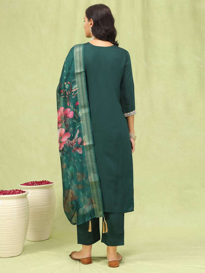 women green kurta dupatta set - 21450885 - Standard Image - 2