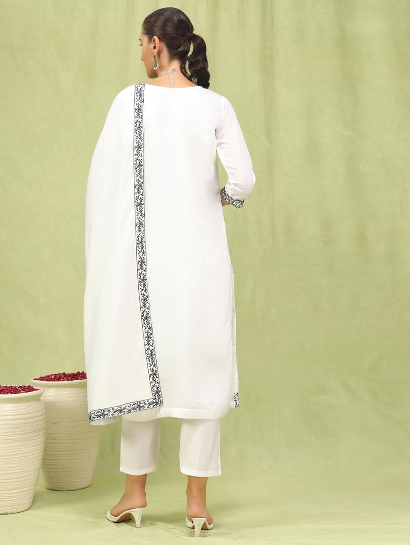 women white kurta dupatta set - 21450886 - Standard Image - 2