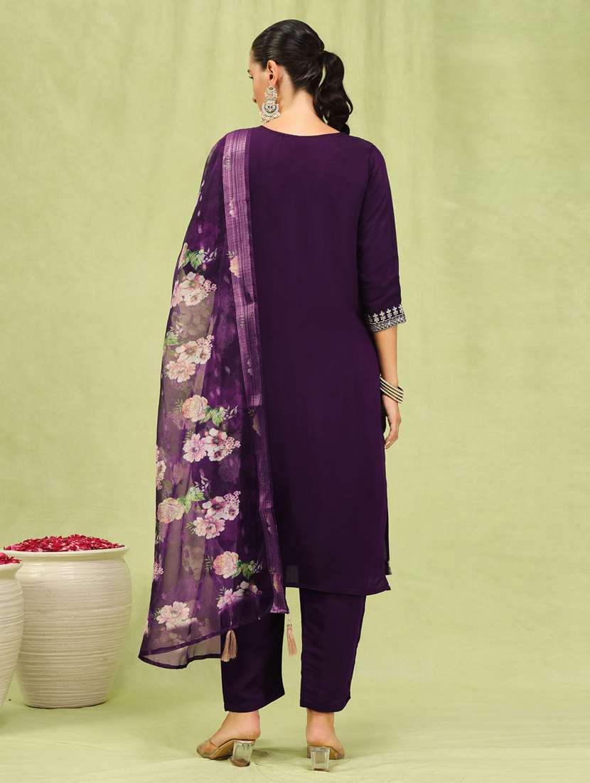 women purple kurta dupatta set - 21450888 -  Standard Image - 2