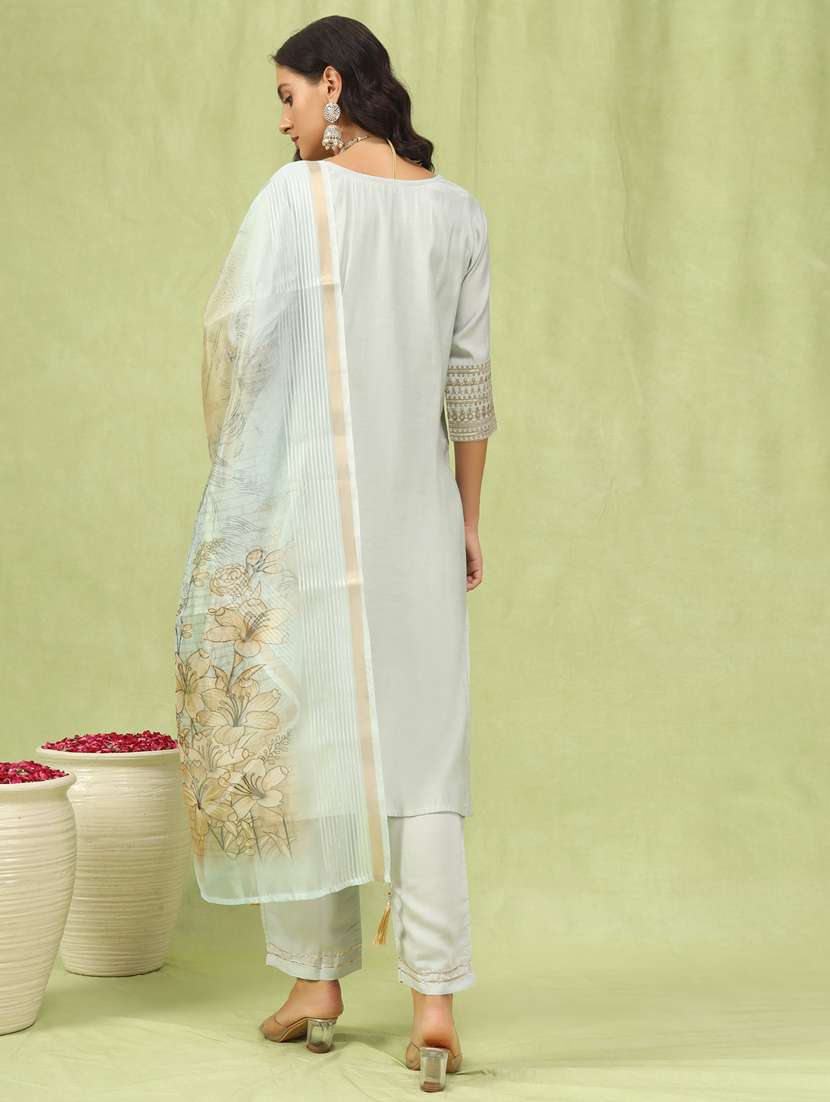 women grey kurta dupatta set - 21450894 -  Standard Image - 2