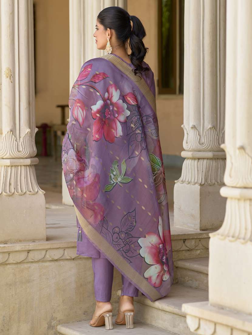 women purple kurta dupatta set - 21450899 -  Standard Image - 2