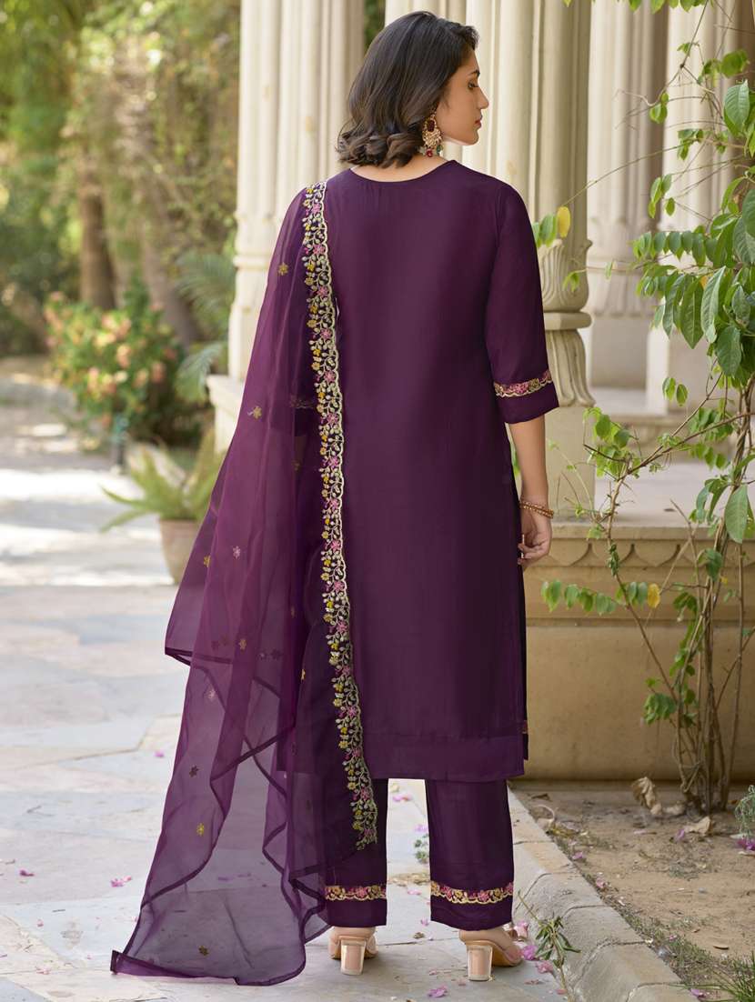 women purple kurta dupatta set - 21450900 -  Standard Image - 2