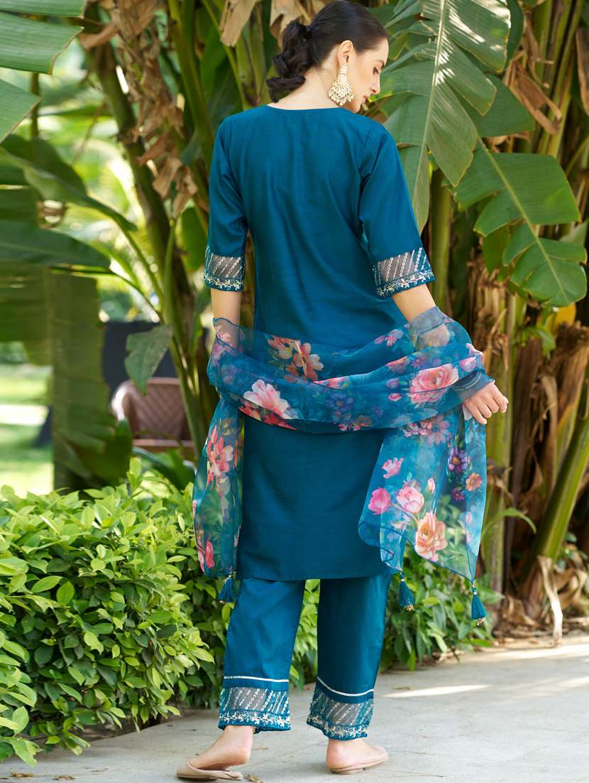 women blue kurta dupatta set - 21450936 -  Standard Image - 2