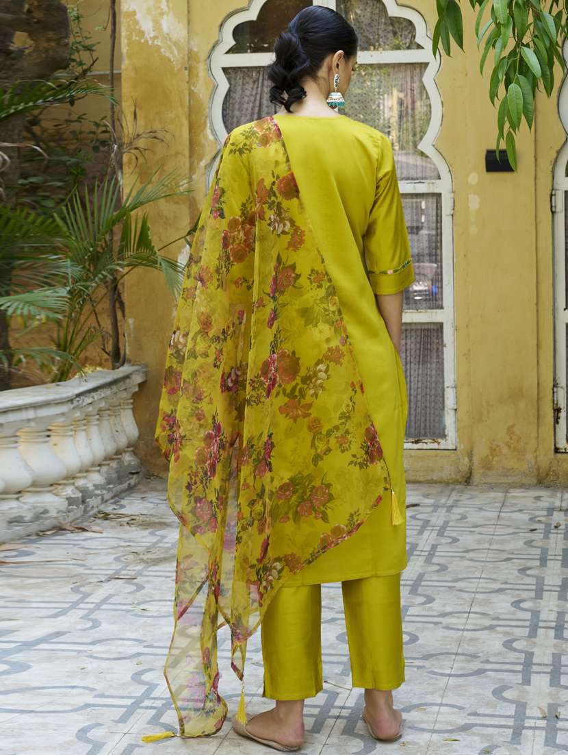 women lime kurta dupatta set - 21450964 -  Standard Image - 2