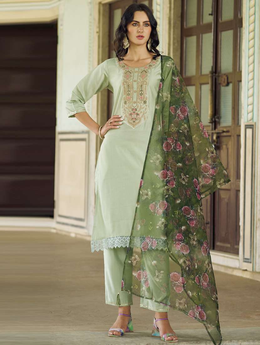 women neo mint kurta dupatta set