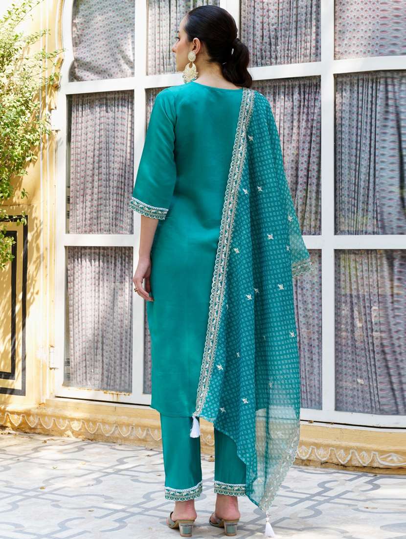 women blue kurta dupatta set - 21450972 - Standard Image - 2