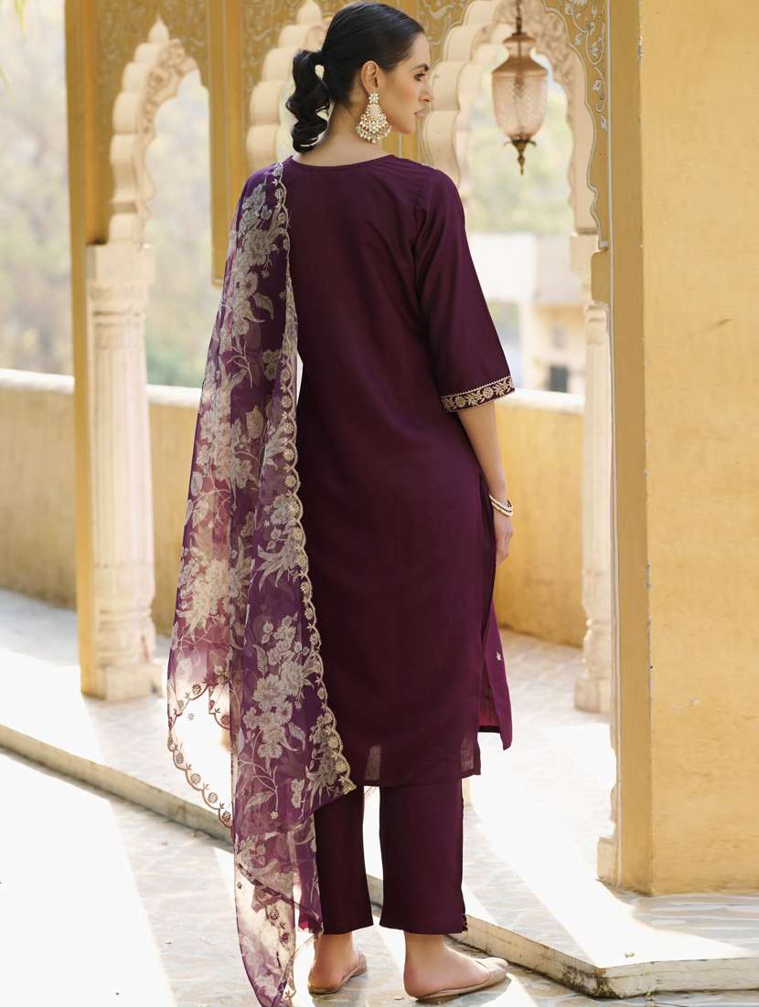 women purple kurta dupatta set - 21450977 -  Standard Image - 2