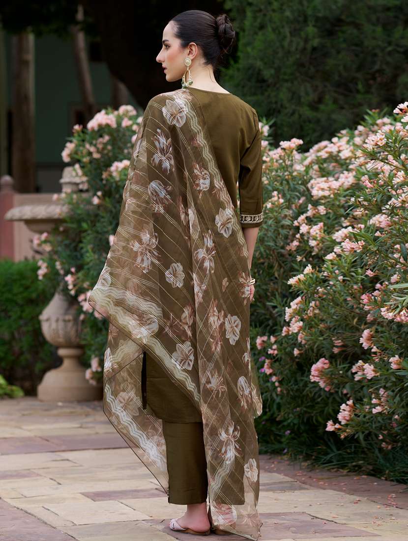 women green kurta dupatta set - 21450978 - Standard Image - 2