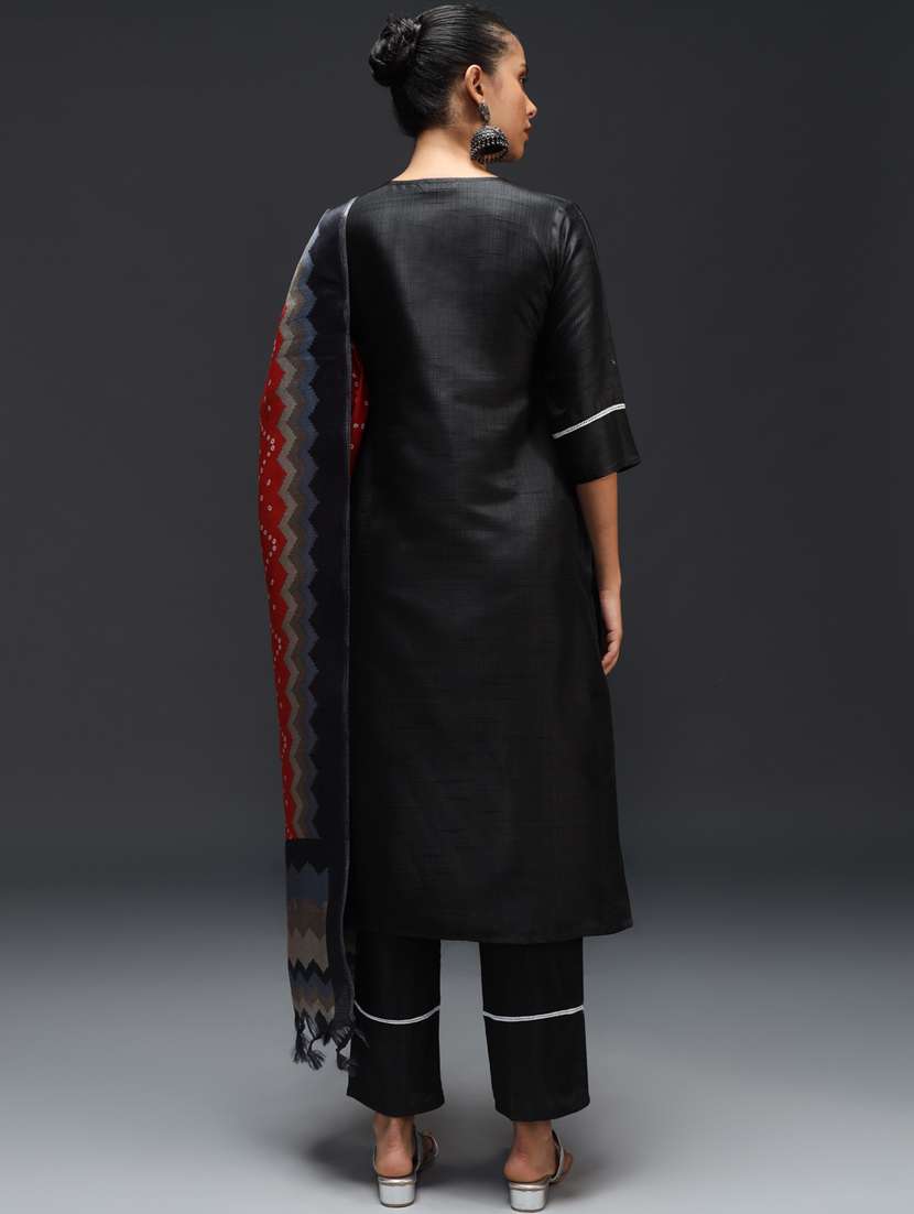 women black kurta dupatta set - 21451010 -  Standard Image - 2