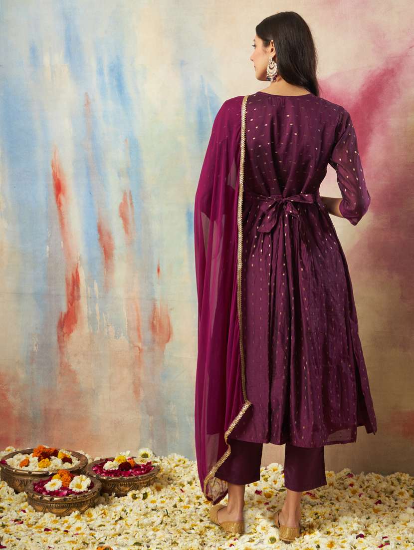 women purple kurta dupatta set - 21451014 -  Standard Image - 2