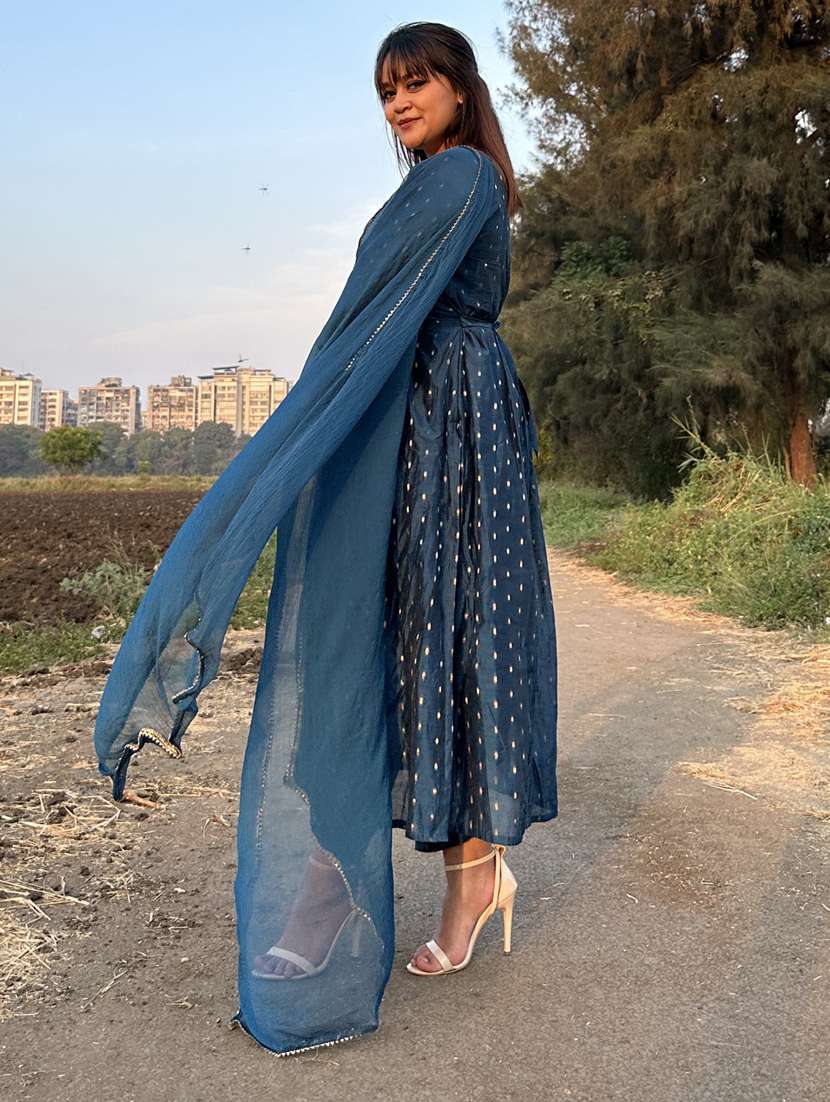 women blue kurta dupatta set - 21451016 -  Standard Image - 2