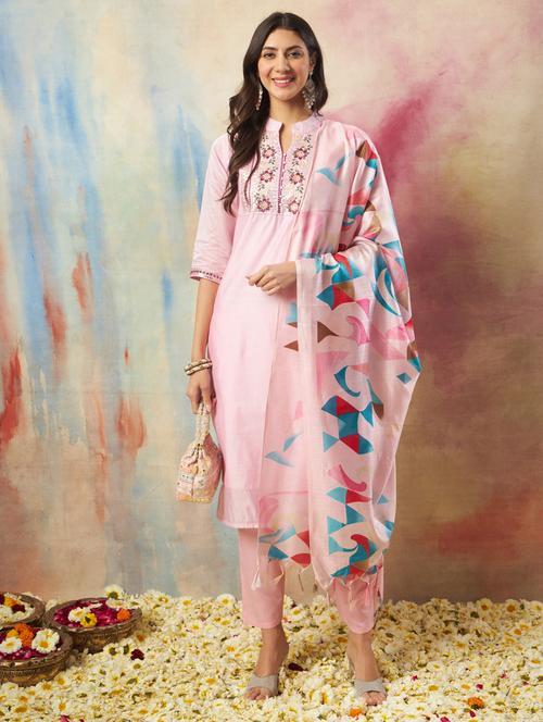 women pink kurta dupatta set - 21451018 - Standard Image - 0