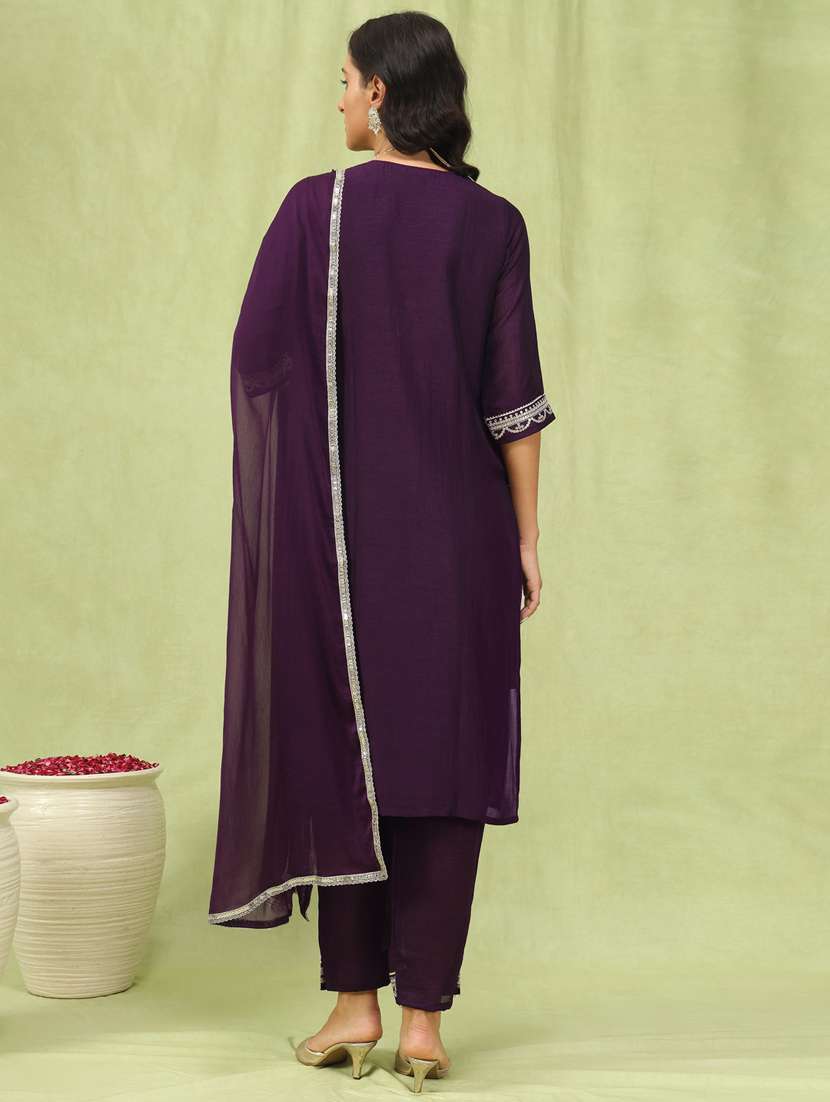 women purple kurta dupatta set - 21451076 -  Standard Image - 2