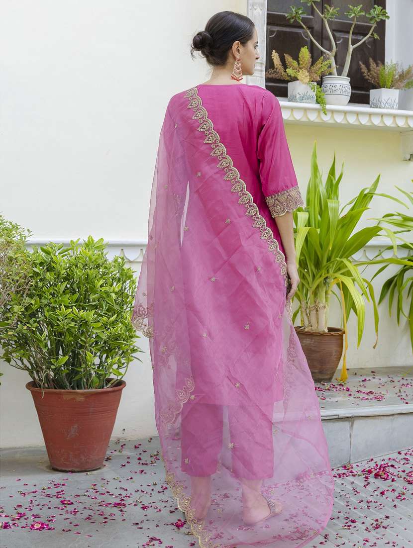 women pink kurta dupatta set - 21451083 -  Standard Image - 2