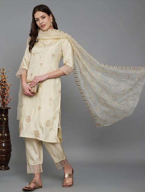 women beige kurta dupatta set - 21451099 - Standard Image - 0