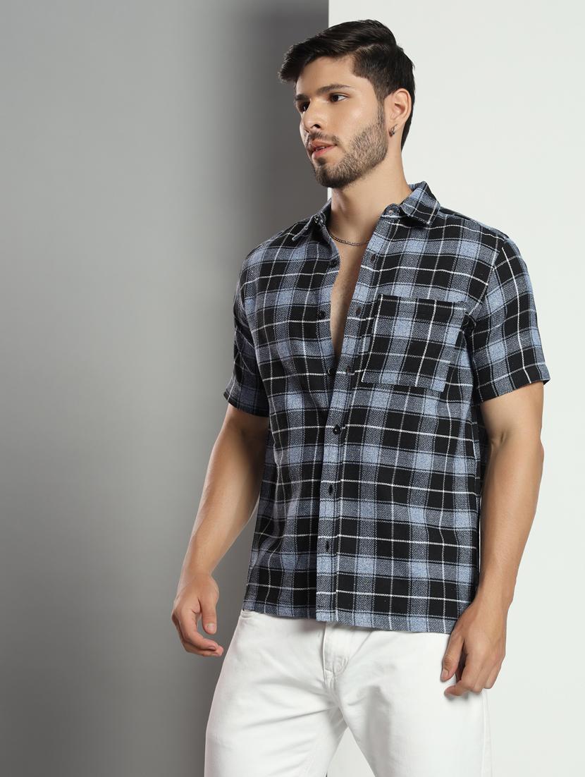 men checkered short sleeved casual shirt - 21451148 - Standard Image - 2