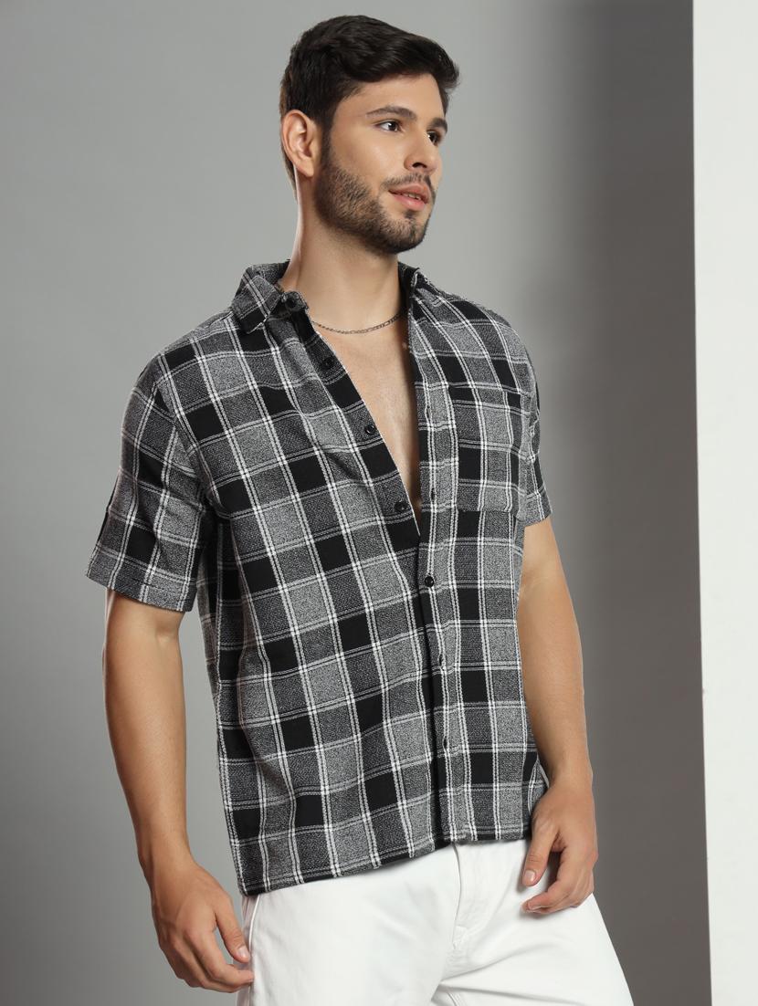 men checkered short sleeved casual shirt - 21451150 - Standard Image - 2