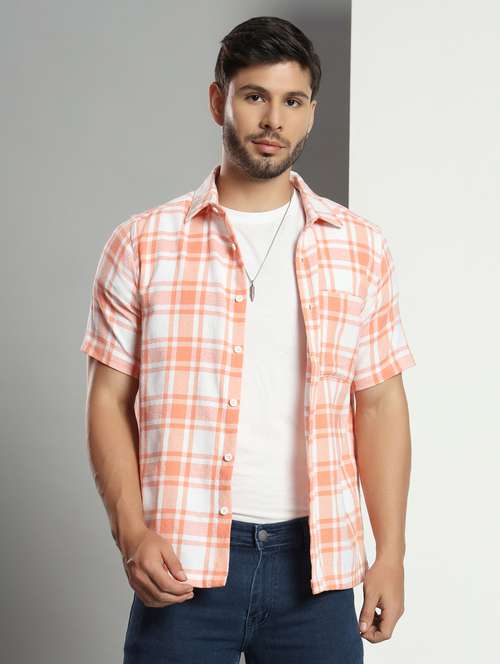 men checkered short sleeved casual shirt - 21451156 - Standard Image - 0