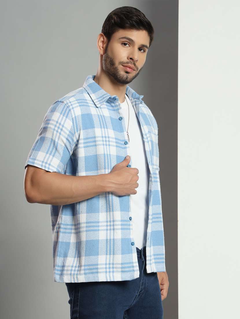 men checkered short sleeved casual shirt - 21451158 -  Standard Image - 2